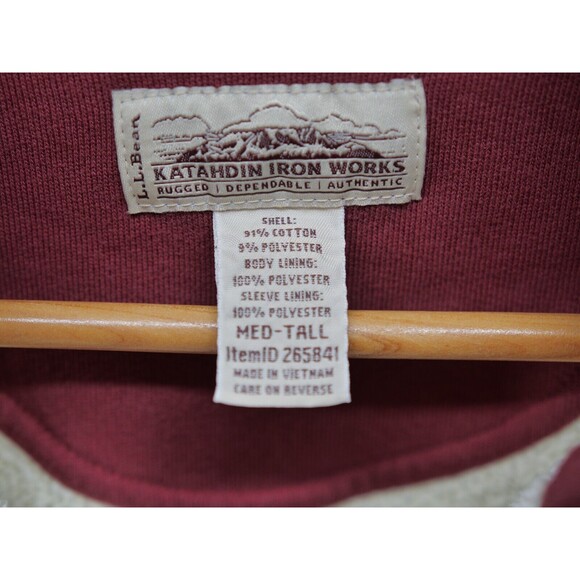 LL Bean MT Sherpa Lined Full Zip Jacket Katahdin Iron Works Red Med Tall - Picture 4 of 8